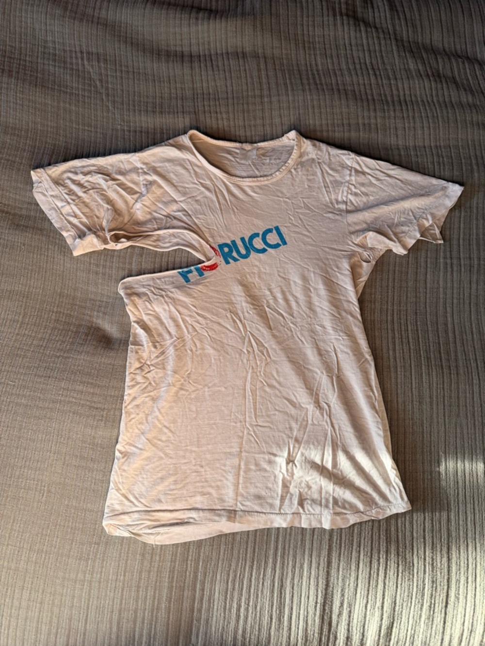 Emilio Pucci Cream T-Shirt with Blue Logo